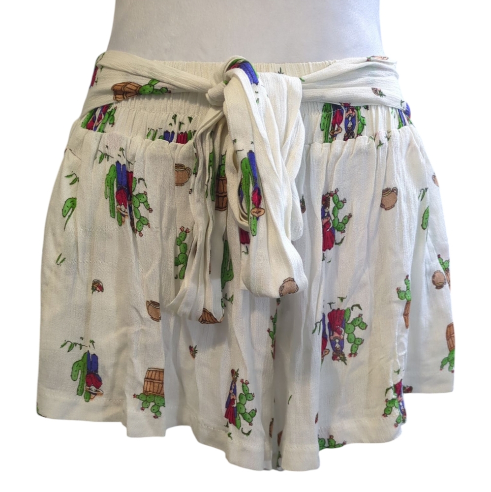 Three day White cactus Printed Women's Skirt size S